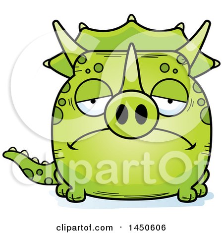Clipart Graphic of a Cartoon Sad Triceratops Character Mascot - Royalty Free Vector Illustration by Cory Thoman