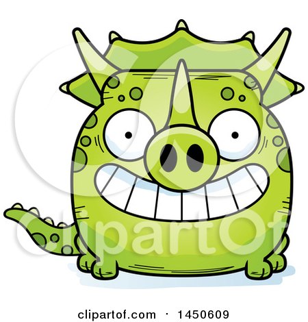 Clipart Graphic of a Cartoon Grinning Triceratops Character Mascot - Royalty Free Vector Illustration by Cory Thoman