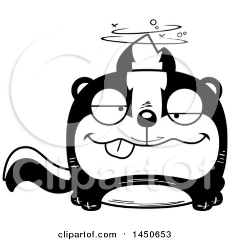 Clipart Graphic of a Cartoon Black and White Drunk Skunk Character Mascot - Royalty Free Vector Illustration by Cory Thoman