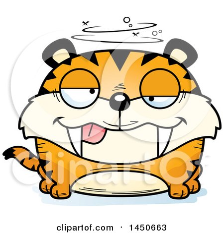 Clipart Graphic of a Cartoon Drunk Saber Toothed Tiger Character Mascot - Royalty Free Vector Illustration by Cory Thoman