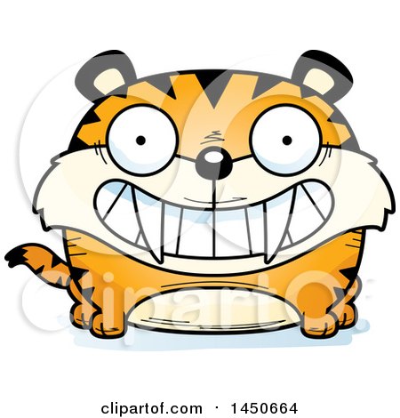 Clipart Graphic of a Cartoon Grinning Saber Toothed Tiger Character Mascot - Royalty Free Vector Illustration by Cory Thoman