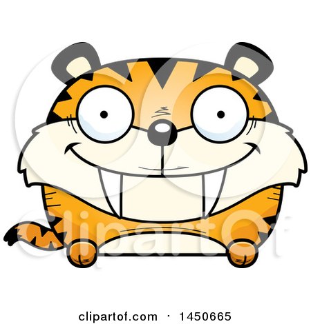 Clipart Graphic of a Cartoon Happy Saber Toothed Tiger Character Mascot - Royalty Free Vector Illustration by Cory Thoman