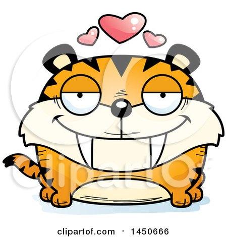 Clipart Graphic of a Cartoon Loving Saber Toothed Tiger Character Mascot - Royalty Free Vector Illustration by Cory Thoman