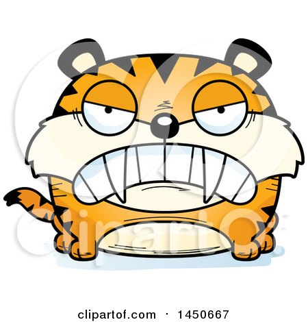 Clipart Graphic of a Cartoon Mad Saber Toothed Tiger Character Mascot - Royalty Free Vector Illustration by Cory Thoman