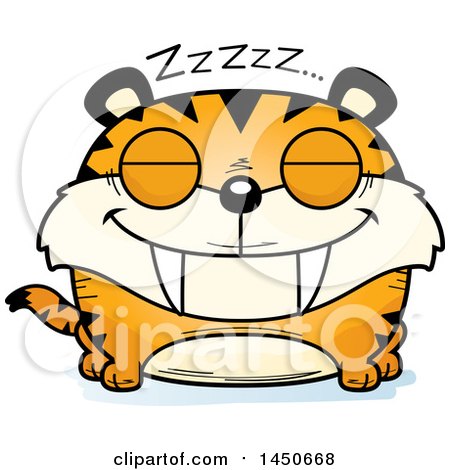 Clipart Graphic of a Cartoon Sleeping Saber Toothed Tiger Character Mascot - Royalty Free Vector Illustration by Cory Thoman