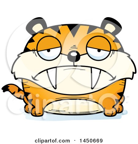Clipart Graphic of a Cartoon Sad Saber Toothed Tiger Character Mascot - Royalty Free Vector Illustration by Cory Thoman