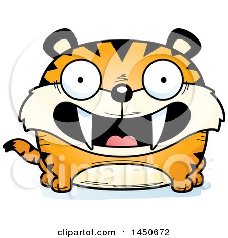Clipart Graphic of a Cartoon Smiling Saber Toothed Tiger Character Mascot - Royalty Free Vector Illustration by Cory Thoman