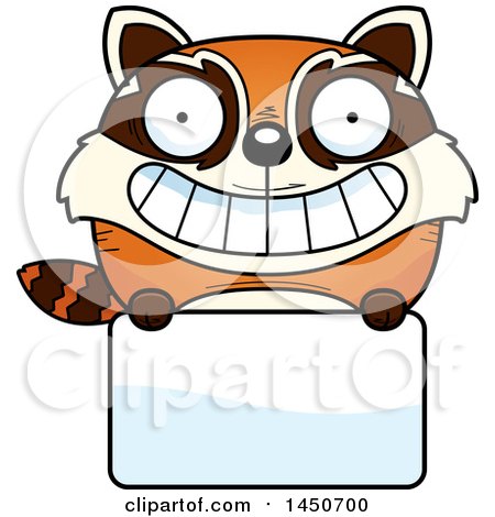 Clipart Graphic of a Cartoon Red Panda Character Mascot over a Blank Sign - Royalty Free Vector Illustration by Cory Thoman