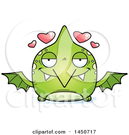 Clipart Graphic of a Cartoon Loving Pterodactyl Character Mascot - Royalty Free Vector Illustration by Cory Thoman
