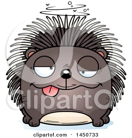 Clipart Graphic of a Cartoon Drunk Porcupine Character Mascot - Royalty Free Vector Illustration by Cory Thoman