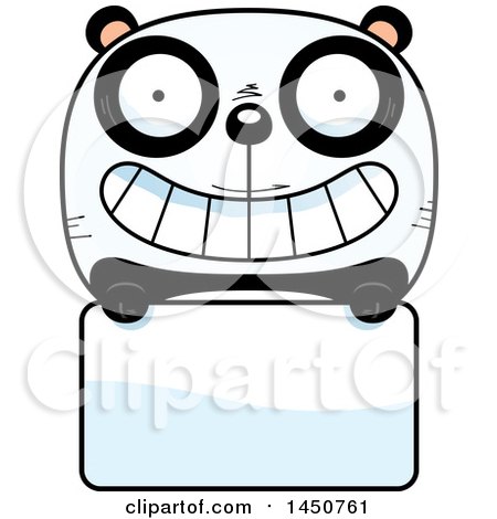 Clipart Graphic of a Cartoon Panda Character Mascot over a Blank Sign - Royalty Free Vector Illustration by Cory Thoman
