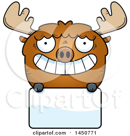 Clipart Graphic of a Cartoon Moose Character Mascot over a Blank Sign - Royalty Free Vector Illustration by Cory Thoman