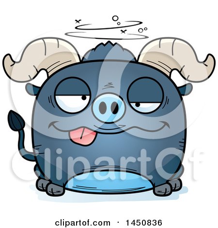 Clipart Graphic of a Cartoon Drunk Blue Ox Character Mascot - Royalty Free Vector Illustration by Cory Thoman