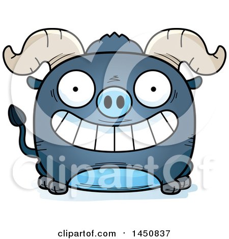 Clipart Graphic of a Cartoon Grinning Blue Ox Character Mascot - Royalty Free Vector Illustration by Cory Thoman