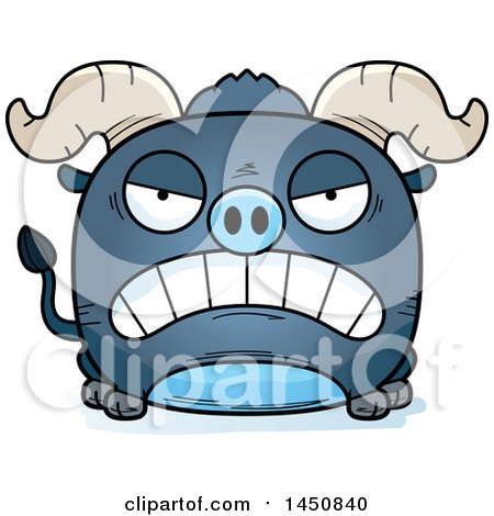 Clipart Graphic of a Cartoon Mad Blue Ox Character Mascot - Royalty Free Vector Illustration by Cory Thoman