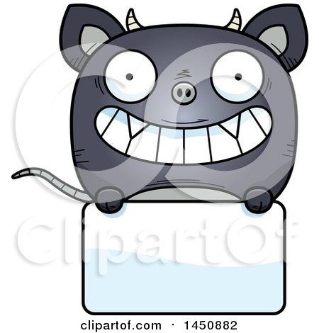 Clipart Graphic of a Cartoon Chupacabra Character Mascot over a Blank Sign - Royalty Free Vector Illustration by Cory Thoman