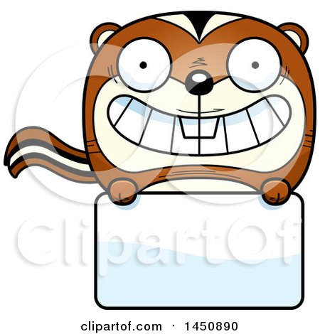 Clipart Graphic of a Cartoon Chipmunk Character Mascot over a Blank Sign - Royalty Free Vector Illustration by Cory Thoman