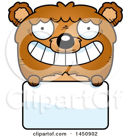 Clipart Graphic of a Cartoon Bear Character Mascot over a Blank Sign - Royalty Free Vector Illustration by Cory Thoman
