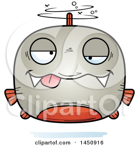 Clipart Graphic of a Cartoon Drunk Piranha Fish Character Mascot - Royalty Free Vector Illustration by Cory Thoman