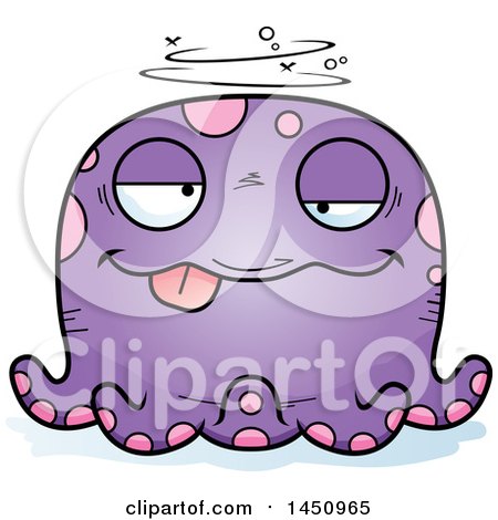 Clipart Graphic of a Cartoon Drunk Octopus Character Mascot - Royalty Free Vector Illustration by Cory Thoman