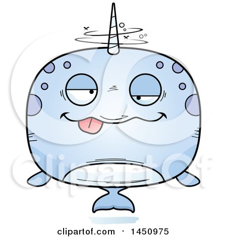 Clipart Graphic of a Cartoon Drunk Narwhal Character Mascot - Royalty Free Vector Illustration by Cory Thoman
