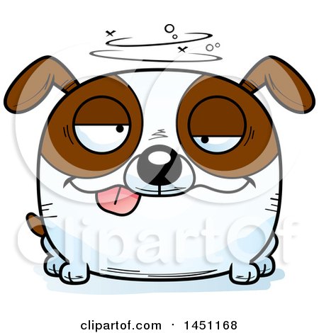 Clipart Graphic of a Cartoon Drunk Brown and White Dog Character Mascot - Royalty Free Vector Illustration by Cory Thoman