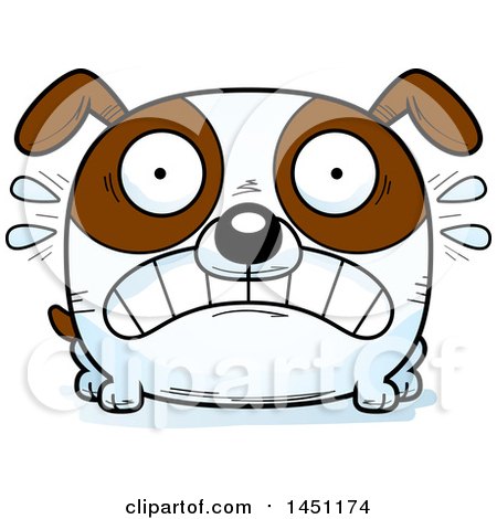 Clipart Graphic of a Cartoon Scared Brown and White Dog Character Mascot - Royalty Free Vector Illustration by Cory Thoman
