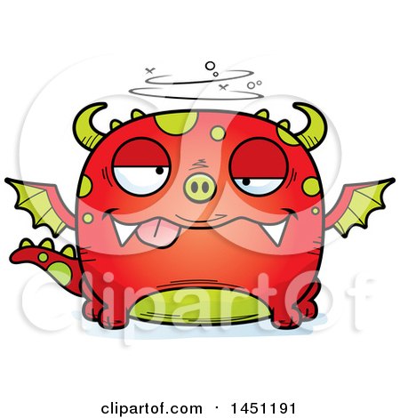 Clipart Graphic of a Cartoon Drunk Dragon Character Mascot - Royalty Free Vector Illustration by Cory Thoman