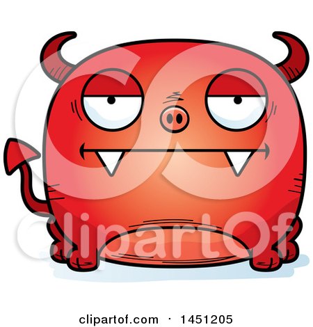Clipart Graphic of a Cartoon Bored Devil Character Mascot - Royalty Free Vector Illustration by Cory Thoman