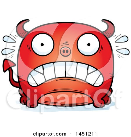 Clipart Graphic of a Cartoon Scared Devil Character Mascot - Royalty Free Vector Illustration by Cory Thoman