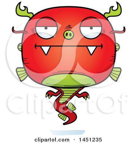 Clipart Graphic of a Cartoon Bored Chinese Dragon Character Mascot - Royalty Free Vector Illustration by Cory Thoman