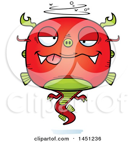 Clipart Graphic of a Cartoon Drunk Chinese Dragon Character Mascot - Royalty Free Vector Illustration by Cory Thoman