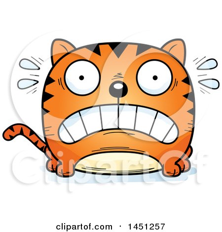 Clipart Graphic of a Cartoon Scared Tabby Cat Character Mascot - Royalty Free Vector Illustration by Cory Thoman