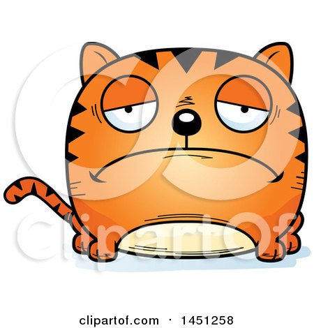 Clipart Graphic of a Cartoon Sad Tabby Cat Character Mascot - Royalty Free Vector Illustration by Cory Thoman