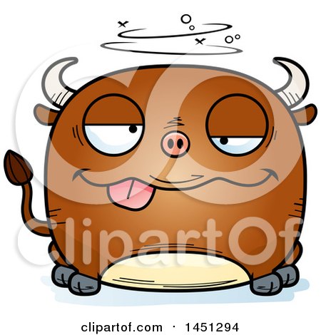 Clipart Graphic of a Cartoon Drunk Bull Character Mascot - Royalty Free Vector Illustration by Cory Thoman
