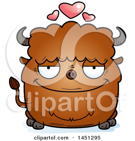 Clipart Graphic of a Cartoon Loving Buffalo Character Mascot - Royalty Free Vector Illustration by Cory Thoman