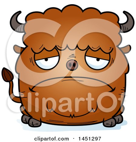 Clipart Graphic of a Cartoon Sad Buffalo Character Mascot - Royalty Free Vector Illustration by Cory Thoman