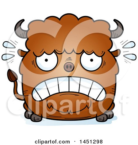 Clipart Graphic of a Cartoon Scared Buffalo Character Mascot - Royalty Free Vector Illustration by Cory Thoman