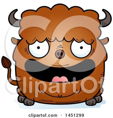 Clipart Graphic of a Cartoon Happy Buffalo Character Mascot - Royalty Free Vector Illustration by Cory Thoman