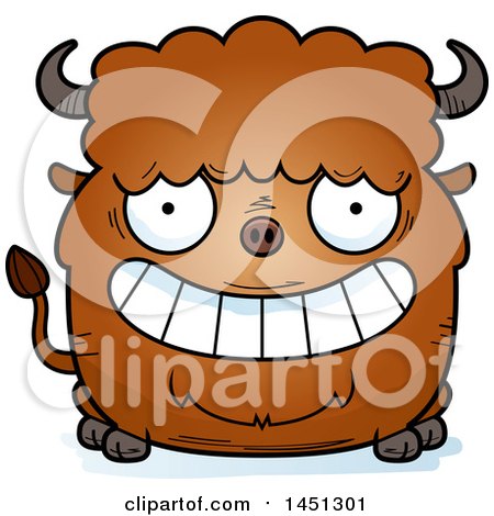 Clipart Graphic of a Cartoon Grinning Buffalo Character Mascot - Royalty Free Vector Illustration by Cory Thoman