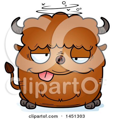 Clipart Graphic of a Cartoon Drunk Buffalo Character Mascot - Royalty Free Vector Illustration by Cory Thoman