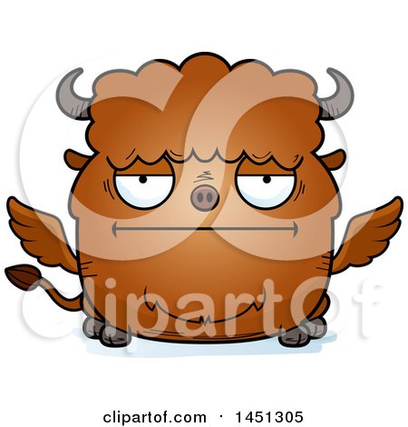 Clipart Graphic of a Cartoon Bored Winged Buffalo Character Mascot - Royalty Free Vector Illustration by Cory Thoman