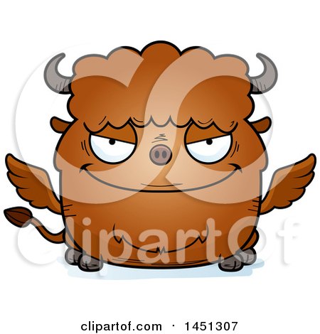 Clipart Graphic of a Cartoon Evil Winged Buffalo Character Mascot - Royalty Free Vector Illustration by Cory Thoman