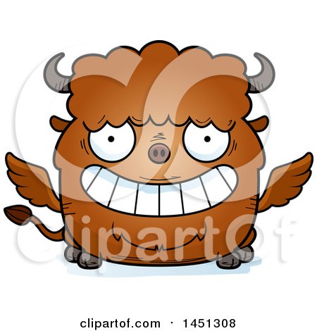 Clipart Graphic of a Cartoon Grinning Winged Buffalo Character Mascot - Royalty Free Vector Illustration by Cory Thoman