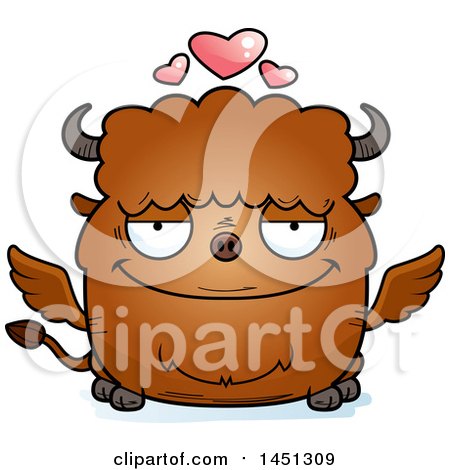 Clipart Graphic of a Cartoon Loving Winged Buffalo Character Mascot - Royalty Free Vector Illustration by Cory Thoman