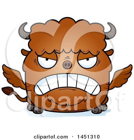 Clipart Graphic of a Cartoon Mad Winged Buffalo Character Mascot - Royalty Free Vector Illustration by Cory Thoman