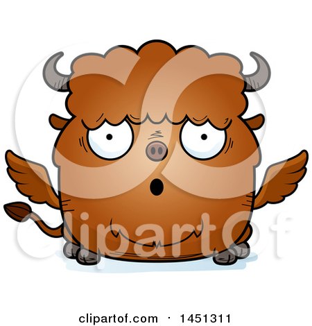 Clipart Graphic of a Cartoon Surprised Winged Buffalo Character Mascot - Royalty Free Vector Illustration by Cory Thoman