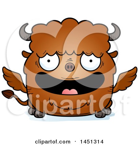 Clipart Graphic of a Cartoon Happy Winged Buffalo Character Mascot - Royalty Free Vector Illustration by Cory Thoman