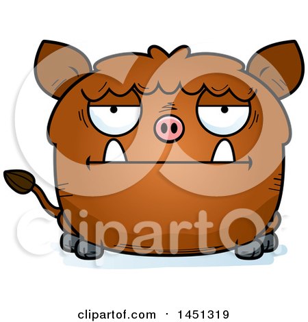 Clipart Graphic of a Cartoon Bored Boar Character Mascot - Royalty Free Vector Illustration by Cory Thoman