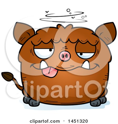 Clipart Graphic of a Cartoon Drunk Boar Character Mascot - Royalty Free Vector Illustration by Cory Thoman